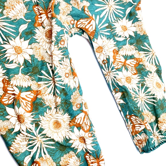 Baby One Piece Outfit Girls Size 24m Organic Cotton Long Sleeve Buttons Floral - Picture 3 of 6